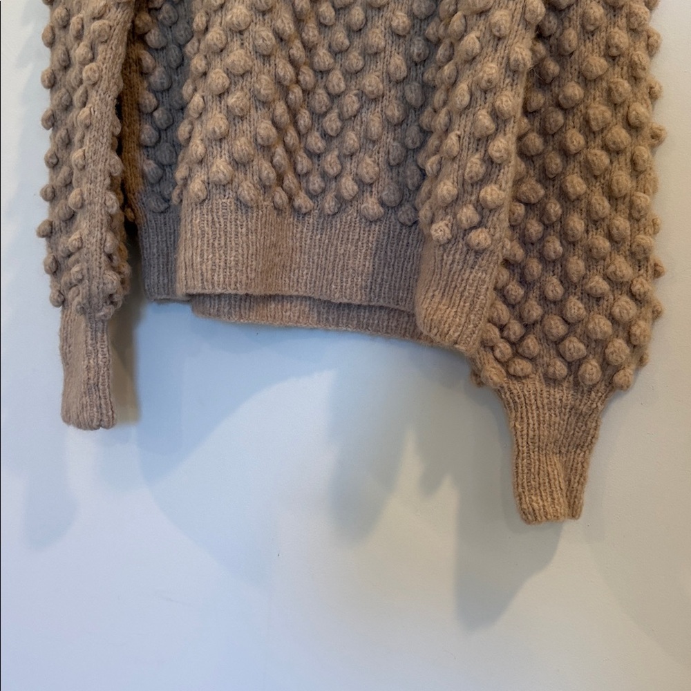 Textured Bobble Crewneck Sweater in Beige - Picture 3 of 10